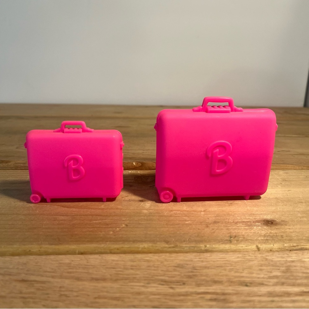 Mattel Barbie Hot Pink Suitcases 1994 Vintage Set Of 2 Travel Suitcase Luggage